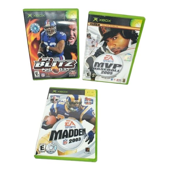 Xbox Sports Video Game Bundle NFL Blitz 03, MVP Baseball 05 And Madden 03 - Picture 1 of 11